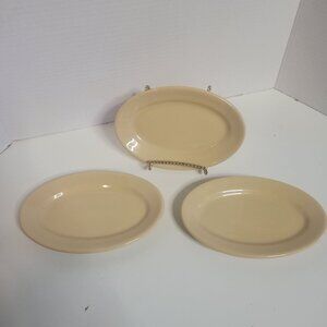 Vintage Shenango Inca Ware RimRol Oval Serving Plates 3-Piece Set Beige Restaura